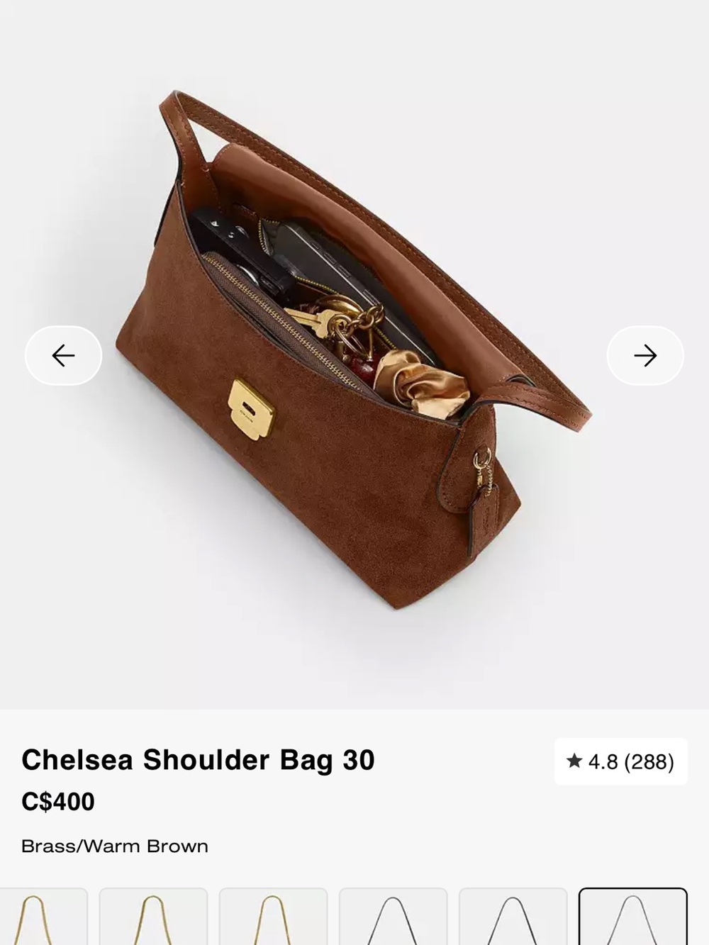 Coach Chelsea Shoulder Bag in Warm Brown Suede - Picture 5 of 7